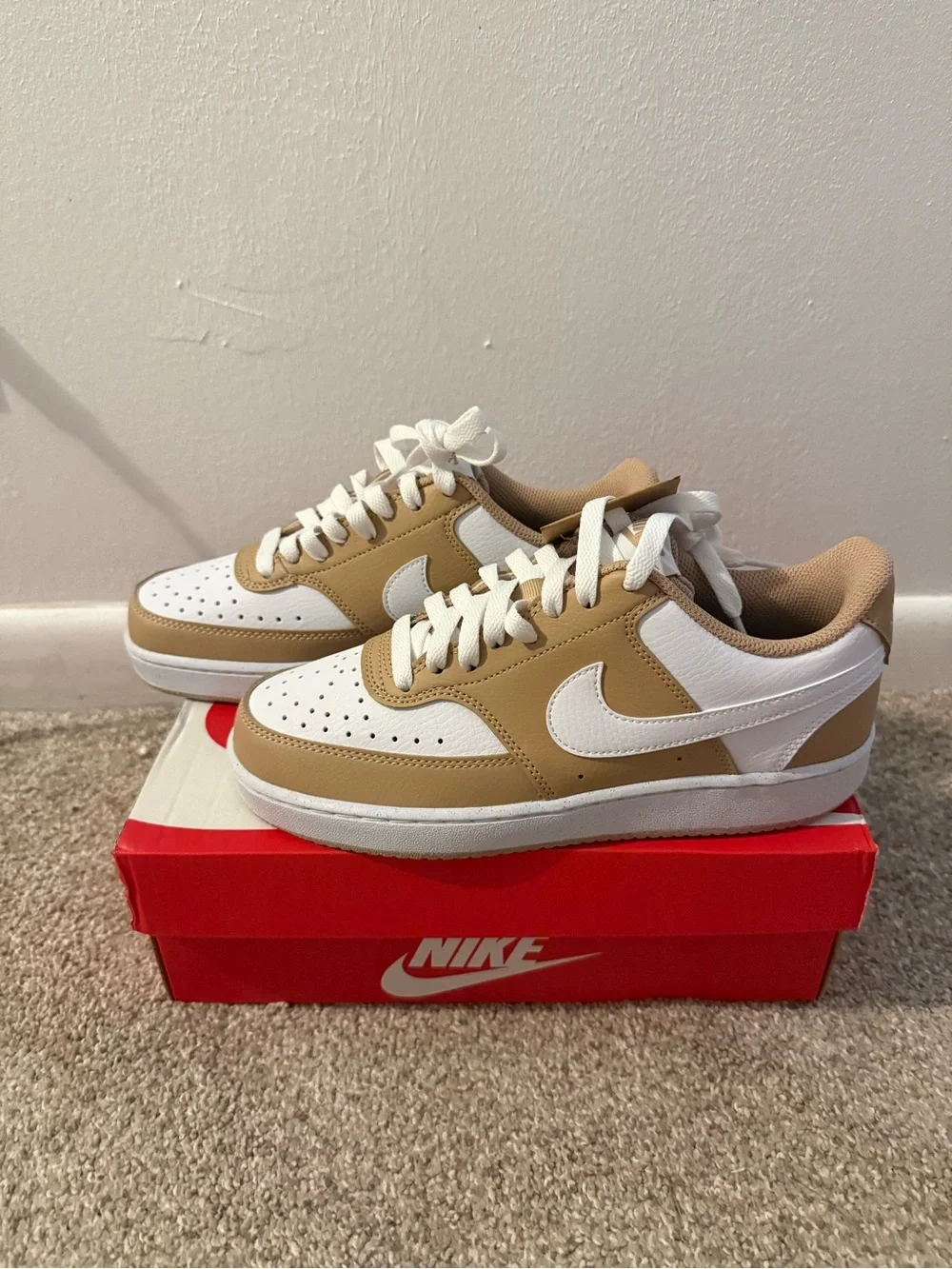 Nike Low-Top Sneakers in White and Tan/Beige